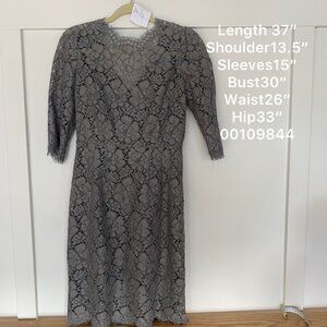 Dolce & Gabbana Grey Long Sleeve Lace Dress